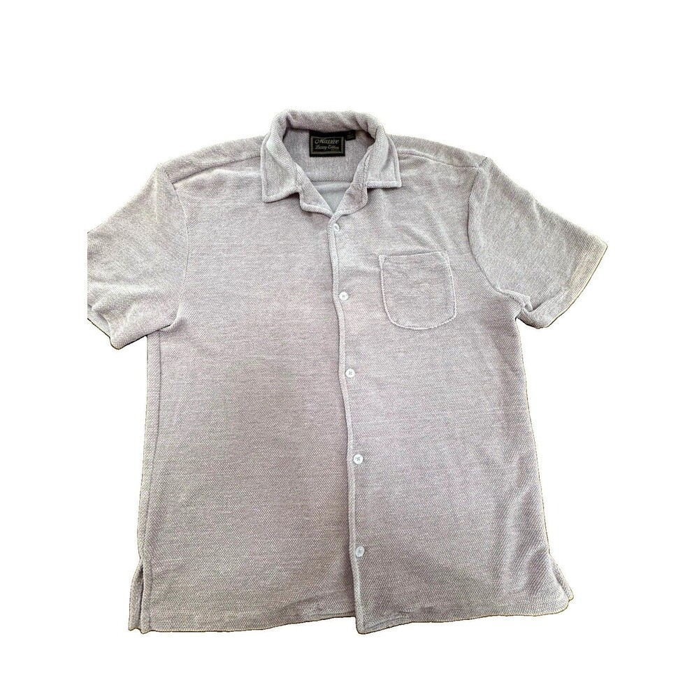Massive Luxury Edition Men M Textured Knit Button Shirt Resort Old Money